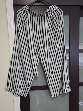 ZARA Striped Black & White Womenβs Casual Pants